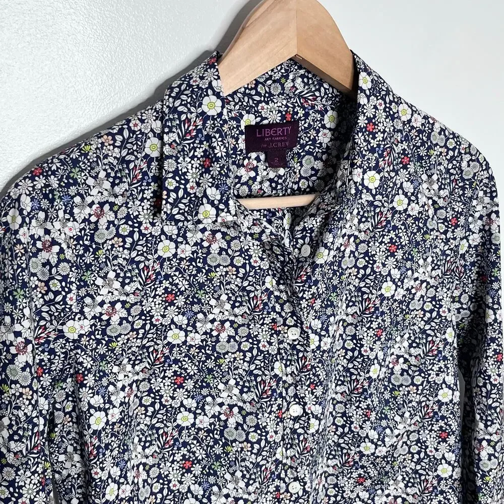 J.Crew Liberty Art Fabrics Floral Button Shirt Blouse Cotton Size 2 Women’s